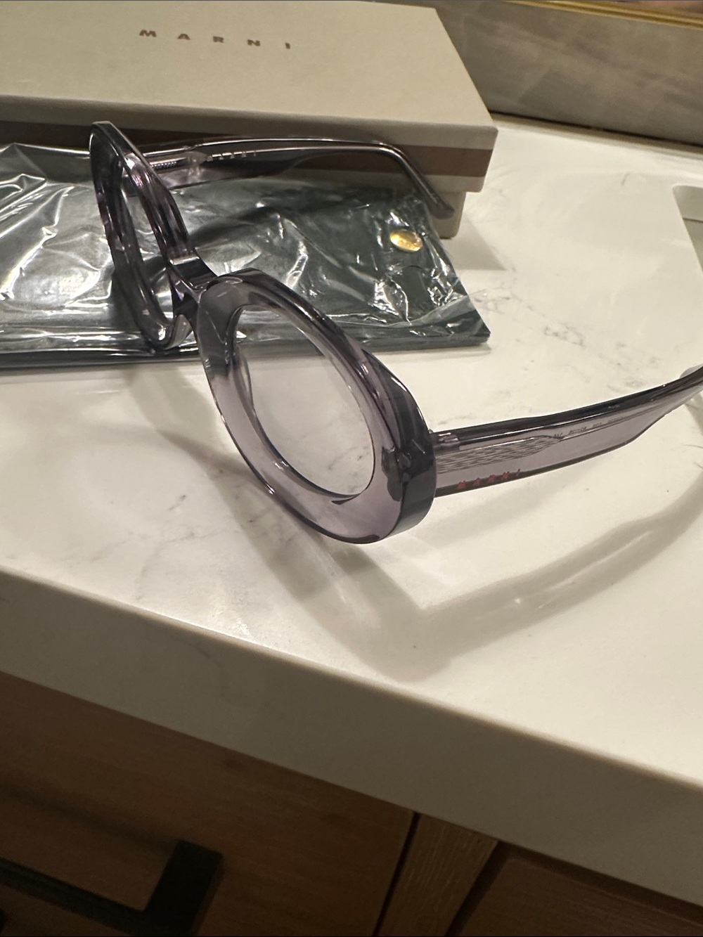 Marni Translucent light grey/ lavender Oval Sunglasses - Picture 4 of 6